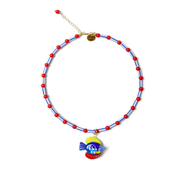 COLLAR COLOUR FISH RED- BLUE